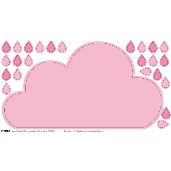 Felhő polcmatrica 55 cm - rózsaszín