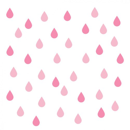 64 db esőcsepp falmatrica - rózsaszín, kicsi