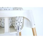 Fehér-fekete pöttyös huzat IKEA Antilop etetőszékhez